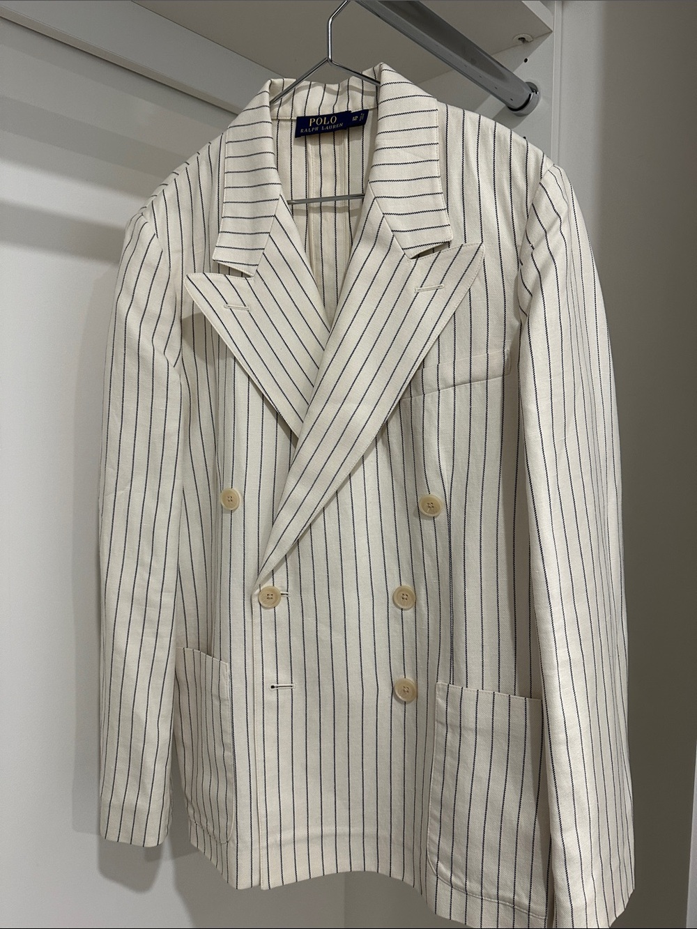 Polo by Ralph Lauren Cream Blazer with Navy Pinstripes